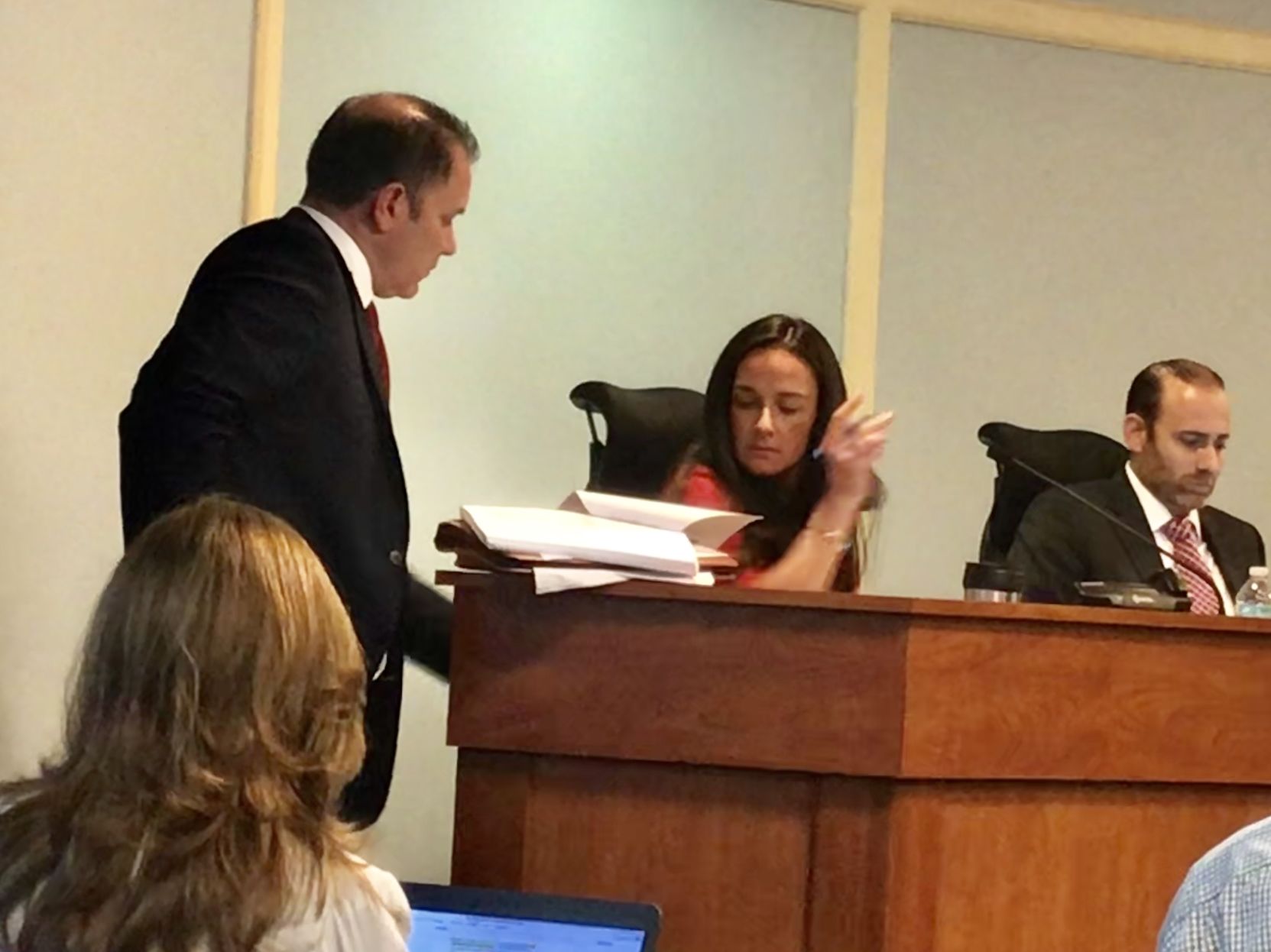 Parks & Rec Director Todd Hofferberth sidebars with Village Manager Andrea Agha